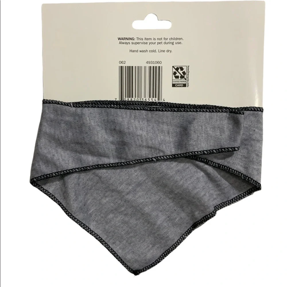 Dog Bandanna TROUBLE MAKER  Adjustable Tie On Gray Black XS/S